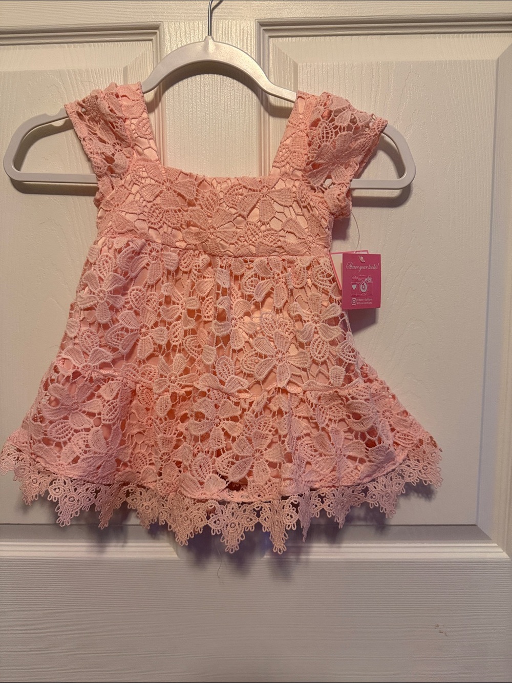 Rare Editions Pink Lace Crochet Tank Top